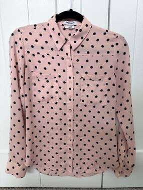 Express Portofino Pink and Black Polka Dot Blouse